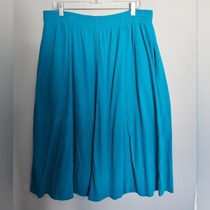 Vintage Gauze Midi Skirt Tagged 20W Fits 2X Turquoise Blue Pockets USA Made